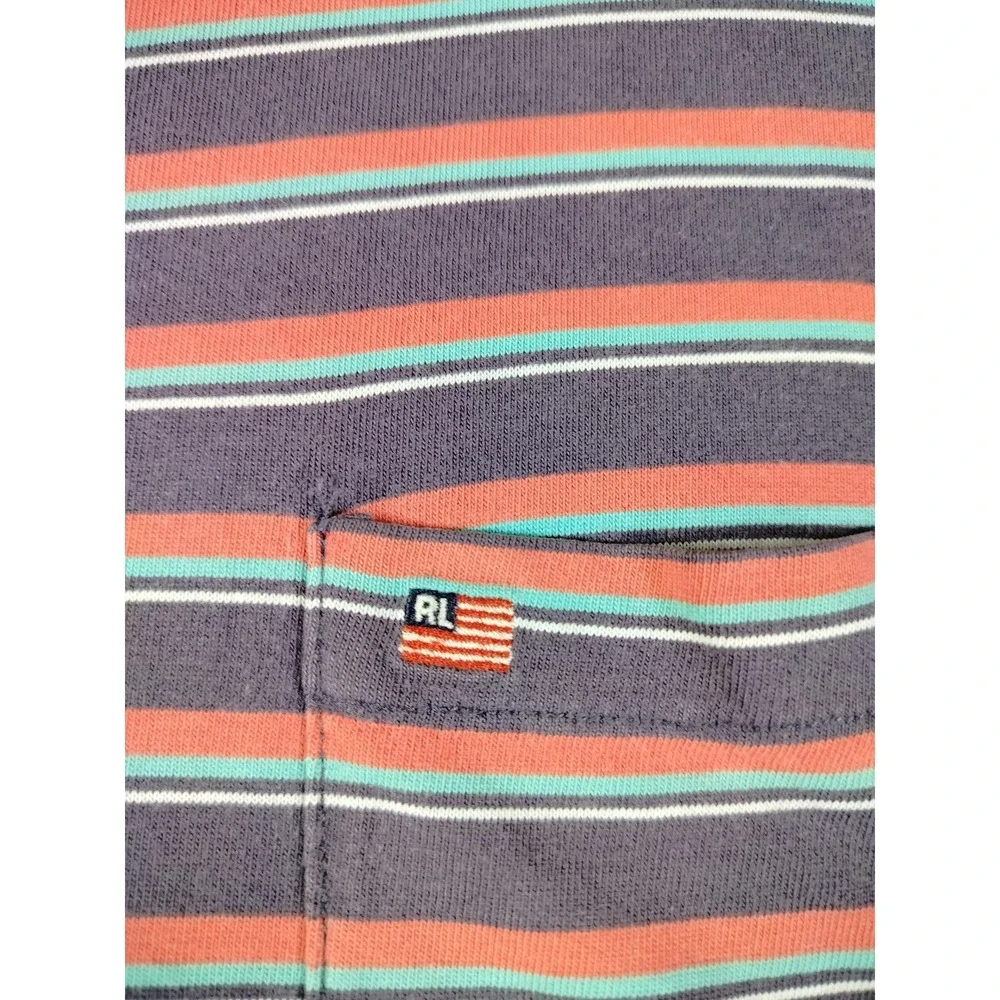 Vintage Polo Jeans Co Ralph Lauren Polo‎ Shirt Mens Large Purple Striped Preppy